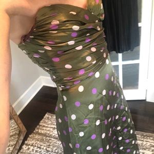 Silk ruched strapless Betsey Johnson party dress!